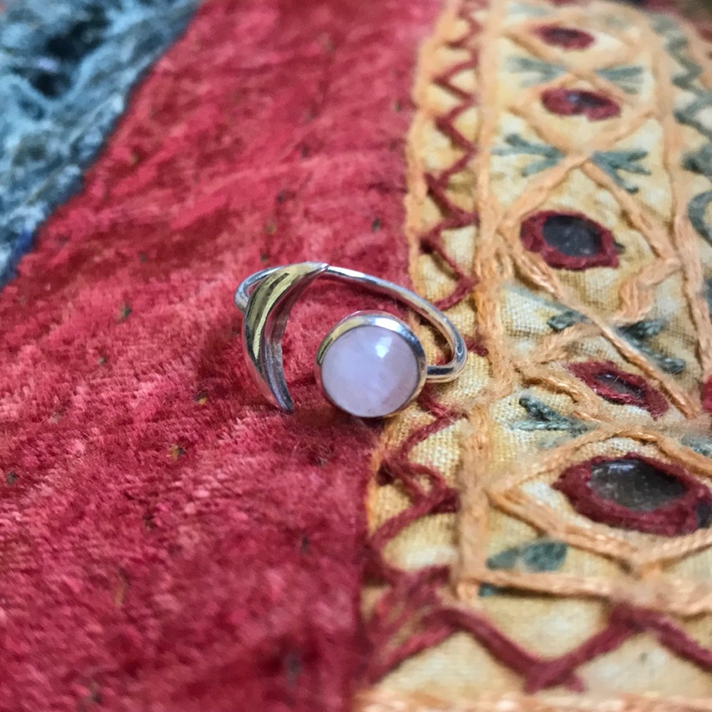 925 Sterling silver moon stone gemstone ring
